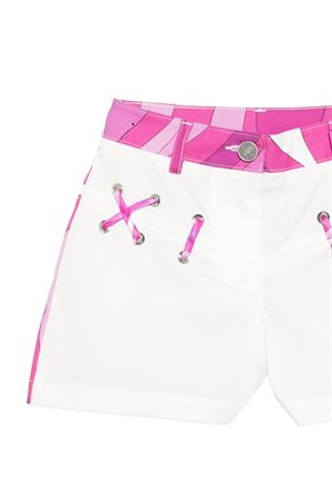 bermuda in cotone bianco e rosa EMILIO PUCCI KIDS | PY6B19G0199100FU